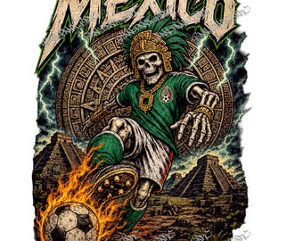 Mexico 2026 Aztec Warrior PNG | World Cup Soccer Shirt Design | DTF & Sublimation Digital Download
