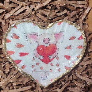 Scallop Shell Heart Shaped Trinket Dish