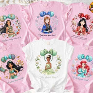 Personalized Princess Shirt, Watercolor Quote Tee, Ariel Elsa Belle Matching Shirt image 2