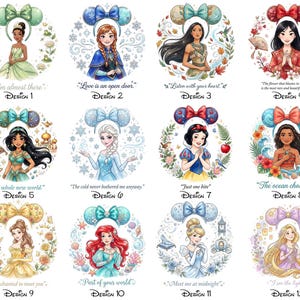 Personalized Princess Shirt, Watercolor Quote Tee, Ariel Elsa Belle Matching Shirt image 4