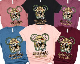 アニマルキングダムファミリーシャツ2026、パーソナライズされたサファリネームTシャツ、ディズニーバケーションシャツ