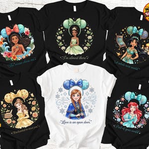 Personalized Princess Shirt, Watercolor Quote Tee, Ariel Elsa Belle Matching Shirt image 1