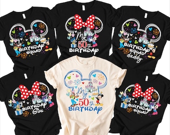 Disney Birthday Shirts, Personalized Disney Birthday Squad Tee, Custom Family Birthday Trip Shirt, Mickey Minnie Birthday Party Outfits
