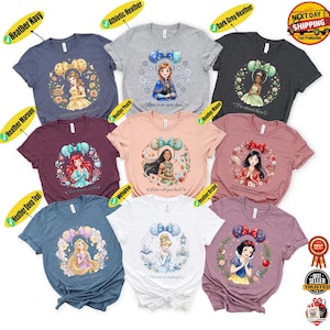 Personalized Princess Shirt, Watercolor Quote Tee, Ariel Elsa Belle Matching Shirt image 6