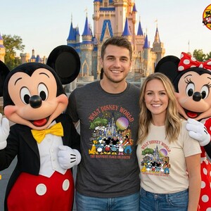 ヴィンテージ ウォルト・ディズニー・ワールド 4パーク ファミリーシャツ、レトロな地球上で最も幸せな場所 スクワッドTシャツ、家族旅行のお揃い衣装 画像 13