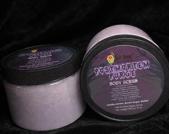Lichaamsscrub postmortaal zuiveren – scrub met paarse suiker – Halloween-zelfverzorgingscadeau – Gothic exfoliërende bodypolish