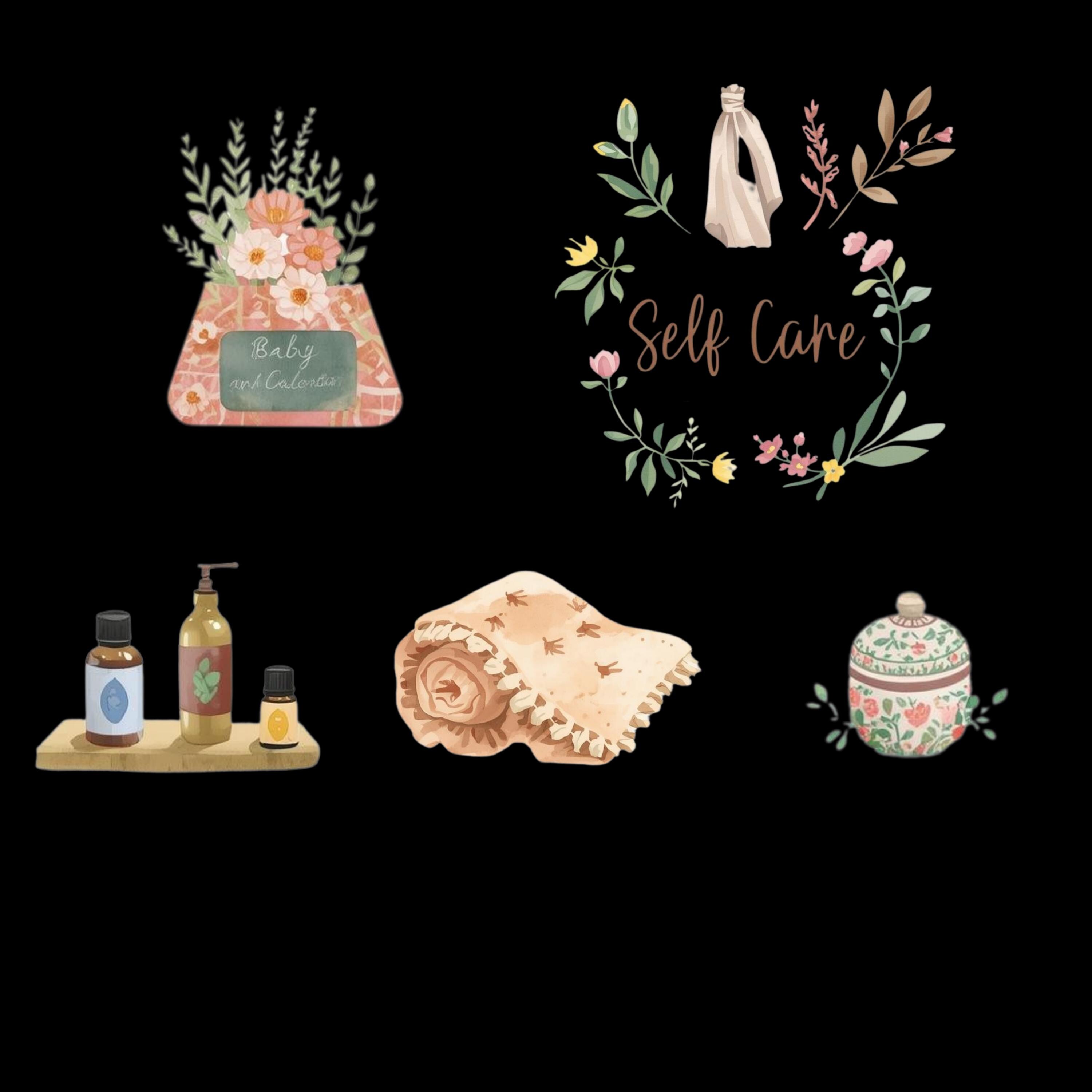 Self Care Watercolor Clipart Set – Wellness & Mindfulness PNG, Spa ...
