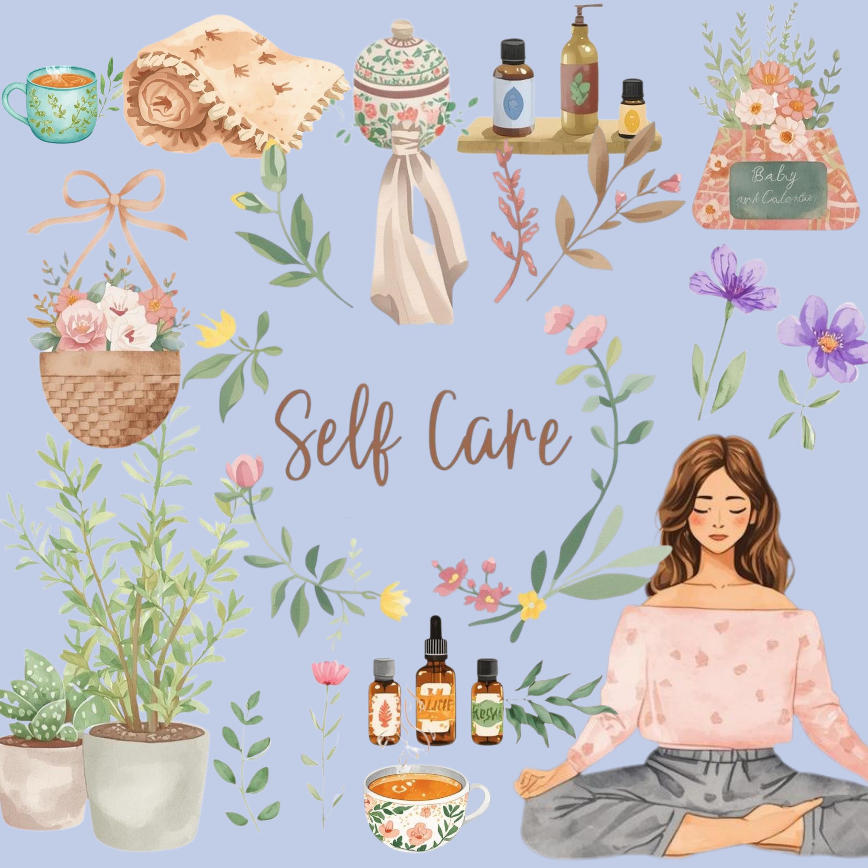 Self Care Watercolor Clipart Set – Wellness & Mindfulness PNG, Spa ...