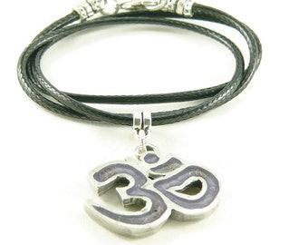Leather Cord Faux Orgone Energy Small Lotus Flower Pendant Necklace in Garnet with Vegan
