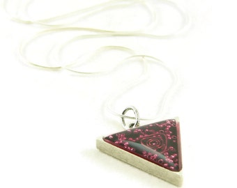 Orgone Energy Triangle Pendant in Antique Silver with Red Garnet Gemstone - Unisex Necklace - Men's Necklace - Artisan Jewelry