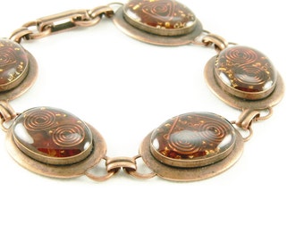 Orgone Energy Oval Link Bracelet in Copper with Orange Carnelian - Artisan Jewelry - Orgone Energy Jewelry