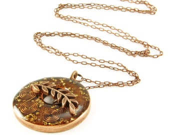 Orgone Energy Toggle Pendant - Antique Copper Donut - Carnelian Gemstone - Artisan Jewelry