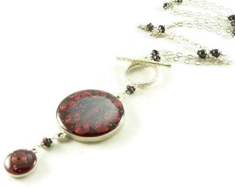 Orgone Energy Necklace - Nia Necklace - Celebrity Jewelry - Custom Necklace - Red Garnet Gemstone - Sterling Silver - Long Necklace - BOHO