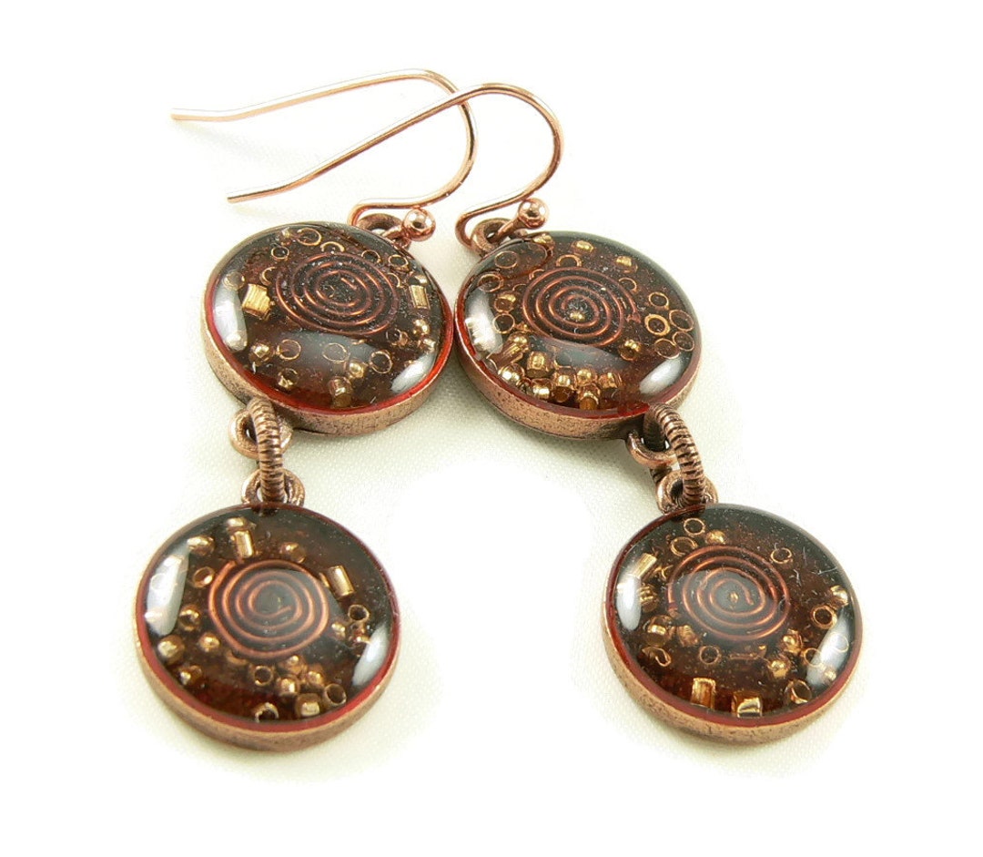 Orgone Energy Earrings Carnelian and Copper Gemstone Dangle - Etsy