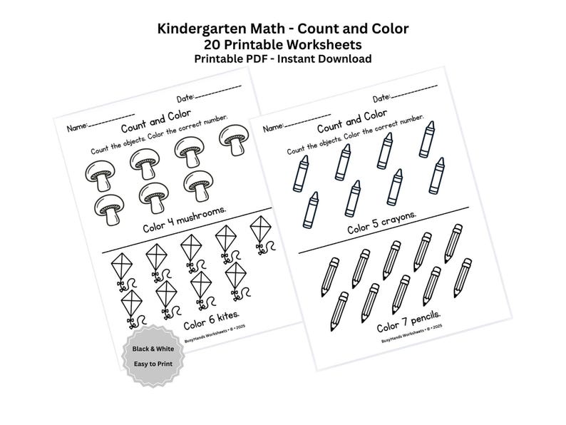 Kindergarten Count and Color Worksheets | Counting Practice 1–10 ...