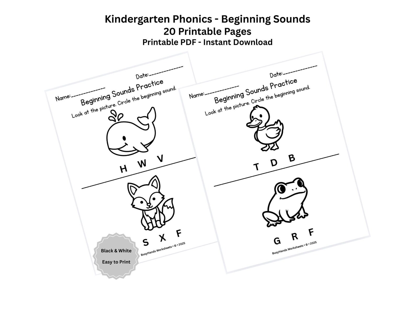 Kindergarten Beginning Sounds Worksheets | Phonics Practice | Circle ...