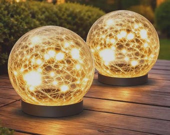 Cracked Glass Solar Globe Lights, Waterproof Garden Decor