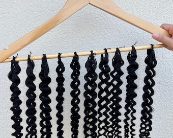 Extensiones de cabello humano rizado profundo de 100 g de plumas de ganchillo preseparadas