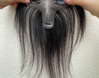 Extensiones de cabello humano virgen hechas a mano en forma de T, rectas, de 9 x 12 cm