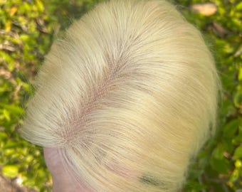 Extensiones de cabello rubio monocromático de bajo volumen de 7 x 11 cm, 613, ligeras y transpirables