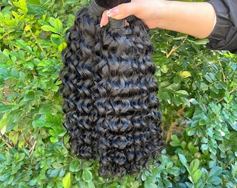 Extensiones de cabello humano rizado de ondas profundas a granel de 100 g para trenzar