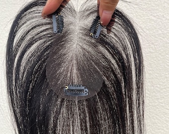 Extensiones de cabello humano virgen hechas a mano, color negro, en forma de U, rectas, de 7 x 11 cm