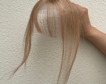 Mini postizos con clip para el cabello rubio ceniza, con flequillo, transpirables y ligeros.