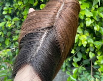 Base de seda natural de 4,5 x 13 cm, 25 cm de largo, cabello humano virgen