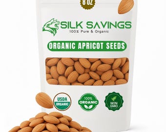 Organic Bitter Apricot Kernels, Raw Non-GMO Seeds (8oz Resealable Bag)