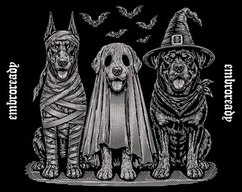 The Boo Crew Halloween Dog Embroidery Design, Spooky Costume Stitch File (PES, DST, JEF File)