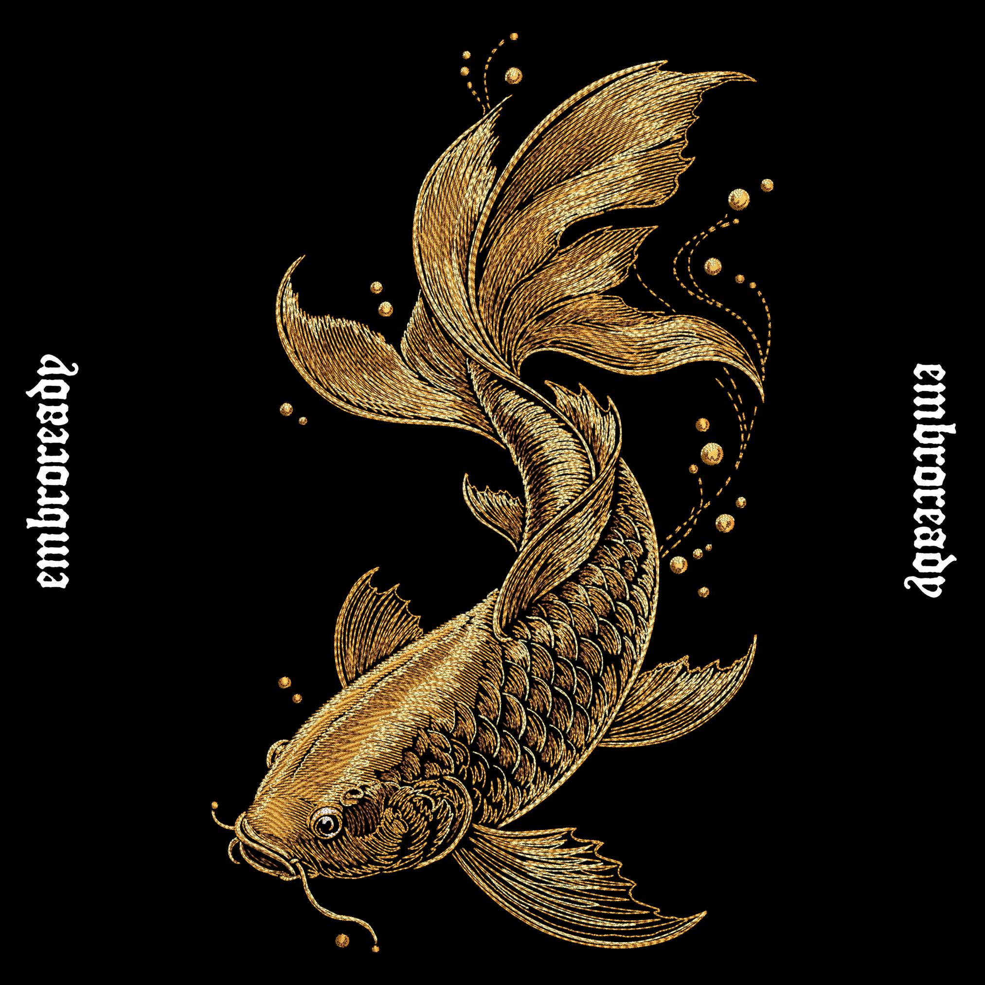 水墨画 鯉 金縁 Golden Koi - Etsy