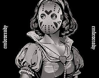 Diseño de bordado de máscara de princesa de terror, archivo de parche de fantasía gótica aterradora (archivo PES DST JEF)