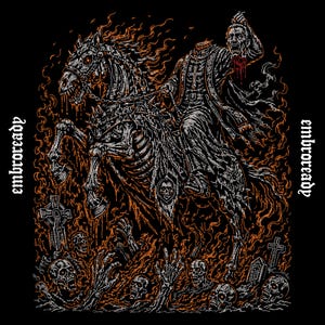 The Gospel of the Damned Embroidery Design, Headless Rider Embroidery File, Gothic Horseman Machine Embroidery, Horror PES DST JEF File
