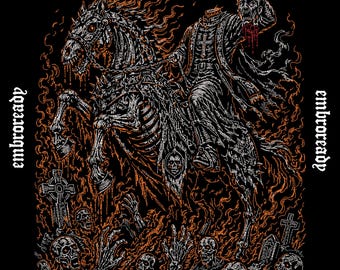 Gothic Headless Rider Embroidery Design, Dark Fantasy Horseman Machine File PES, DST, JEF File)