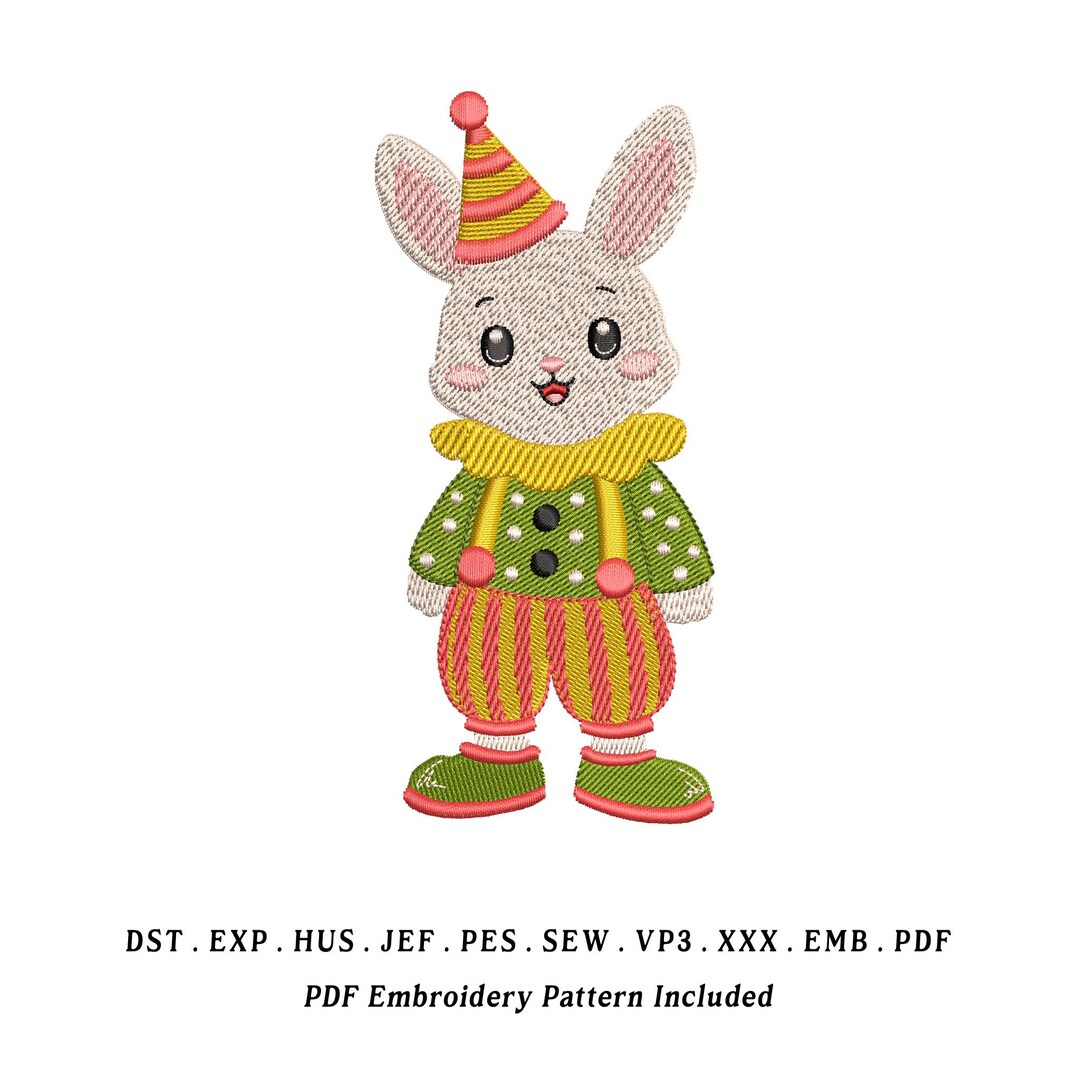 Circus Rabbit Embroidery Design | Performing Bunny Illustration (EMB ...