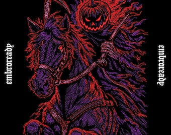 Hollow Rider Pumpkin Head Horseman Embroidery Design (PES, DST, JEF File)