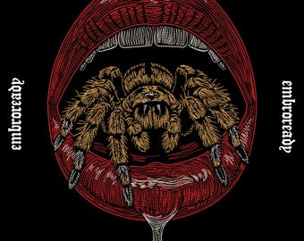 Diseño de bordado de boca de tarántula, patrón de bordado de araña de terror (archivo PES DST JEF)