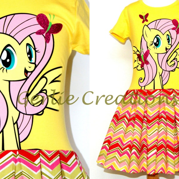 Girls Fluttershy Dress, Fluttershy Dress, MLP Dress, My Little Pony Dress - Last One L 6X