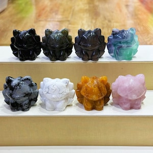 Cute Hand Carved Nine-Tailed Fox Crystal Figurine, 8 Style Mini Reiki Statue, Desk Altar Decor, Luck Love Spiritual Gift