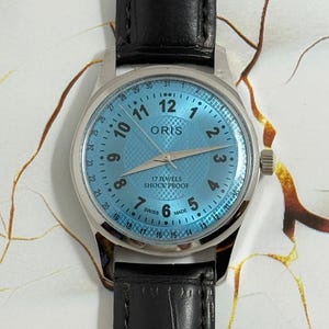 dress watch with blue hands Paz | Blue Stainless Steel One-hand Dress Watch for Men