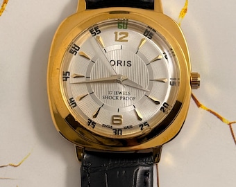 Vintage Oris Zwitsers handopwindbaar horloge, gouden kast, FHF-uurwerk