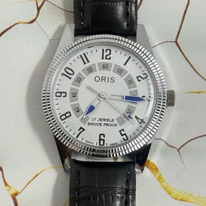 Vintage Oris White Zifferblatt Handaufzug FHL Uhrwerk ST-96 Schweizer Herren Armbanduhr