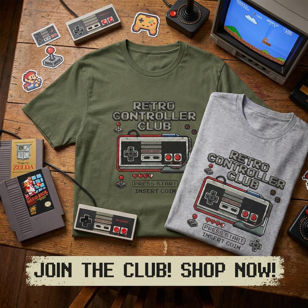Retro Controller Club T-shirt: Pixel Arcade Gaming Nostalgia - Etsy
