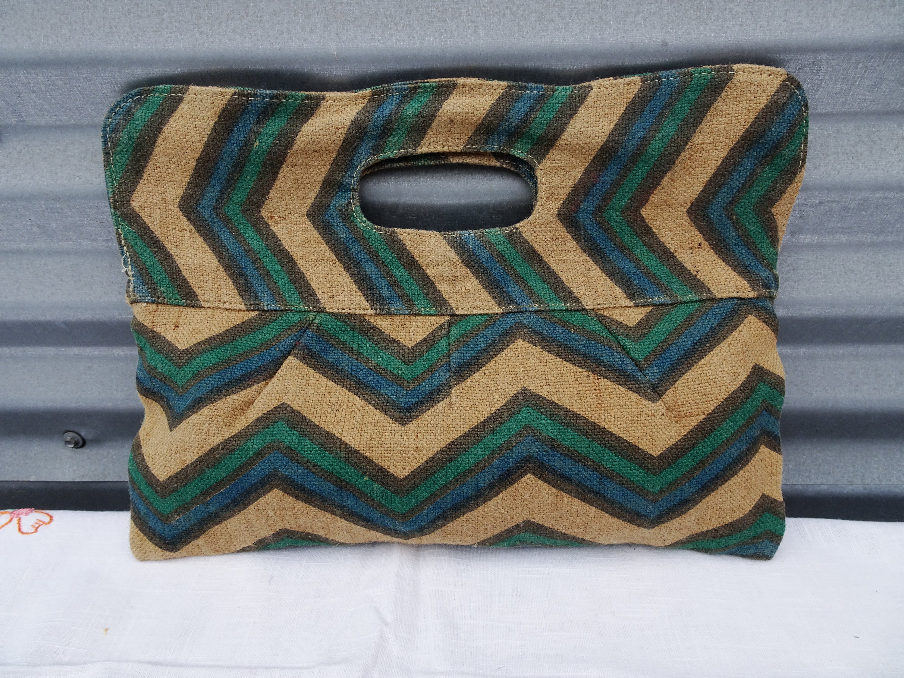 Vintage Santi, Beaded Handbag, Sequin Purse, Clutch Purse, Made in India,  Chevron, Zig Zag Pattern