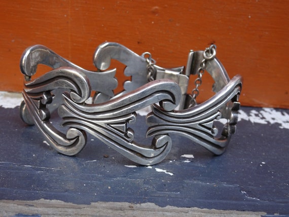 Sterling Silver Bracelet, Made in Mexico, Link Br… - image 3