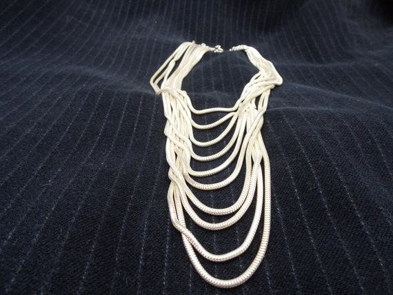Silver Multi Strand Snake Chain Necklace