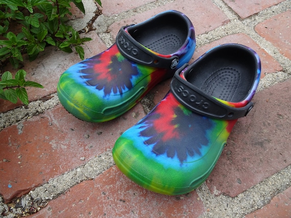 Classic Children's Tie Dyed Crocs, Slip on Shoes, Work Clogs 