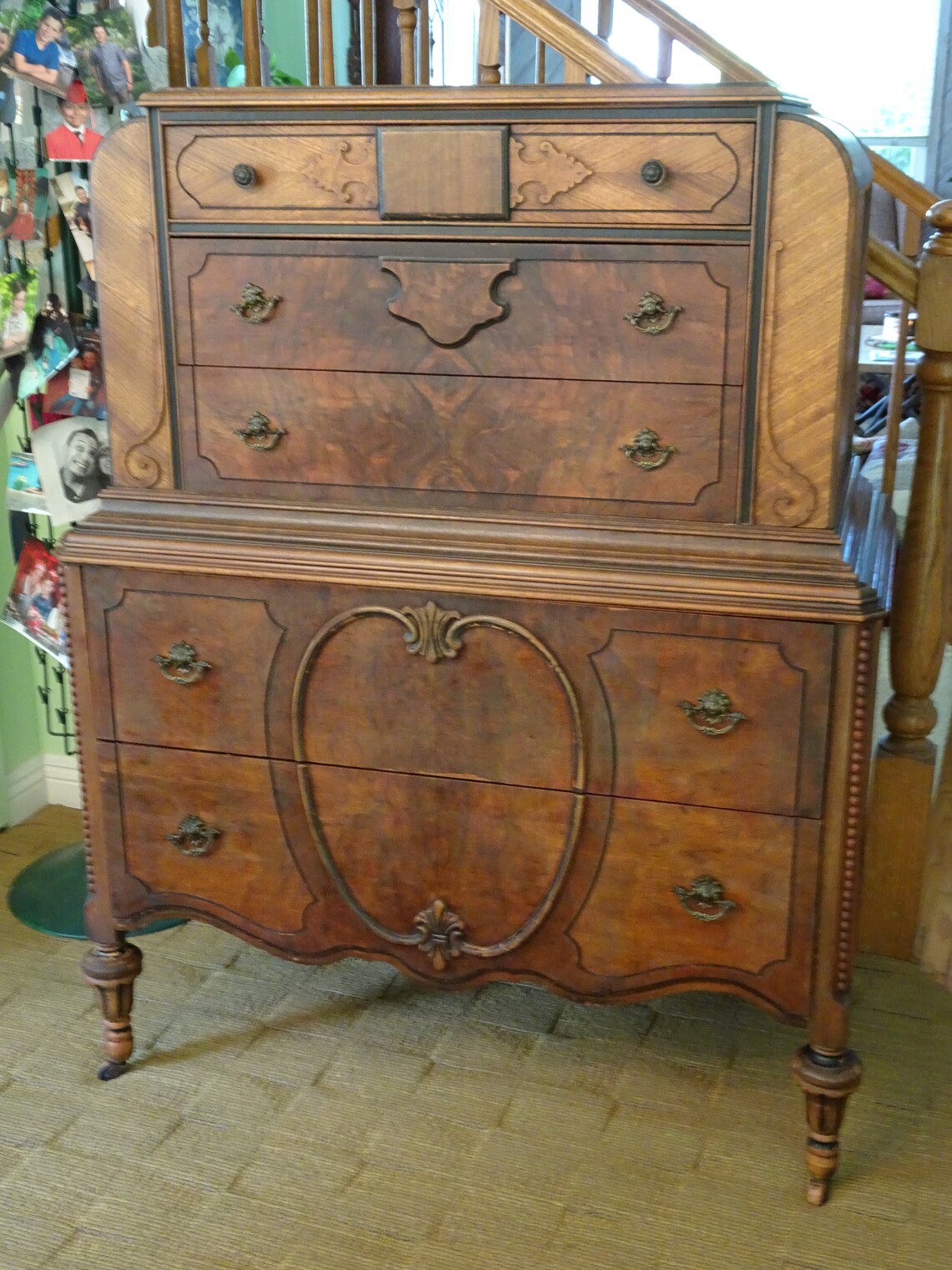 Antique dresser on wheels Five Drawer Dresser Etsy