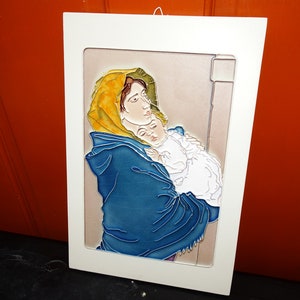 Decorative Tile, Madonna and Child porcelain tile, Mother and child, Holy Mary, Virgin Mary Tile