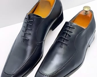 Zwarte veterschoenen heren | Handgemaakte lederen formele oxfordschoenen